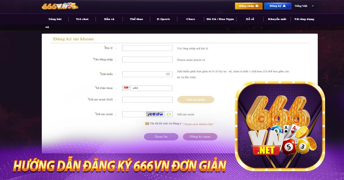 Hướng dẫn đăng ký 666vn đơn giản