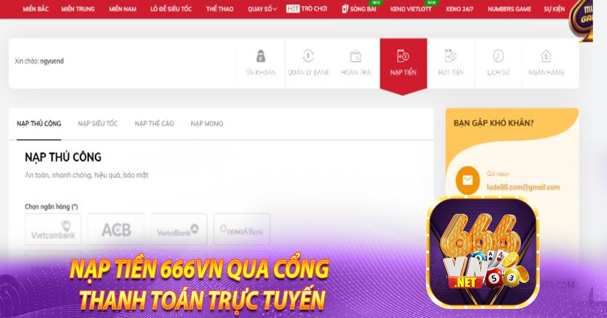 Nạp tiền 666vn qua Cổng Thanh Toán Trực Tuyến
